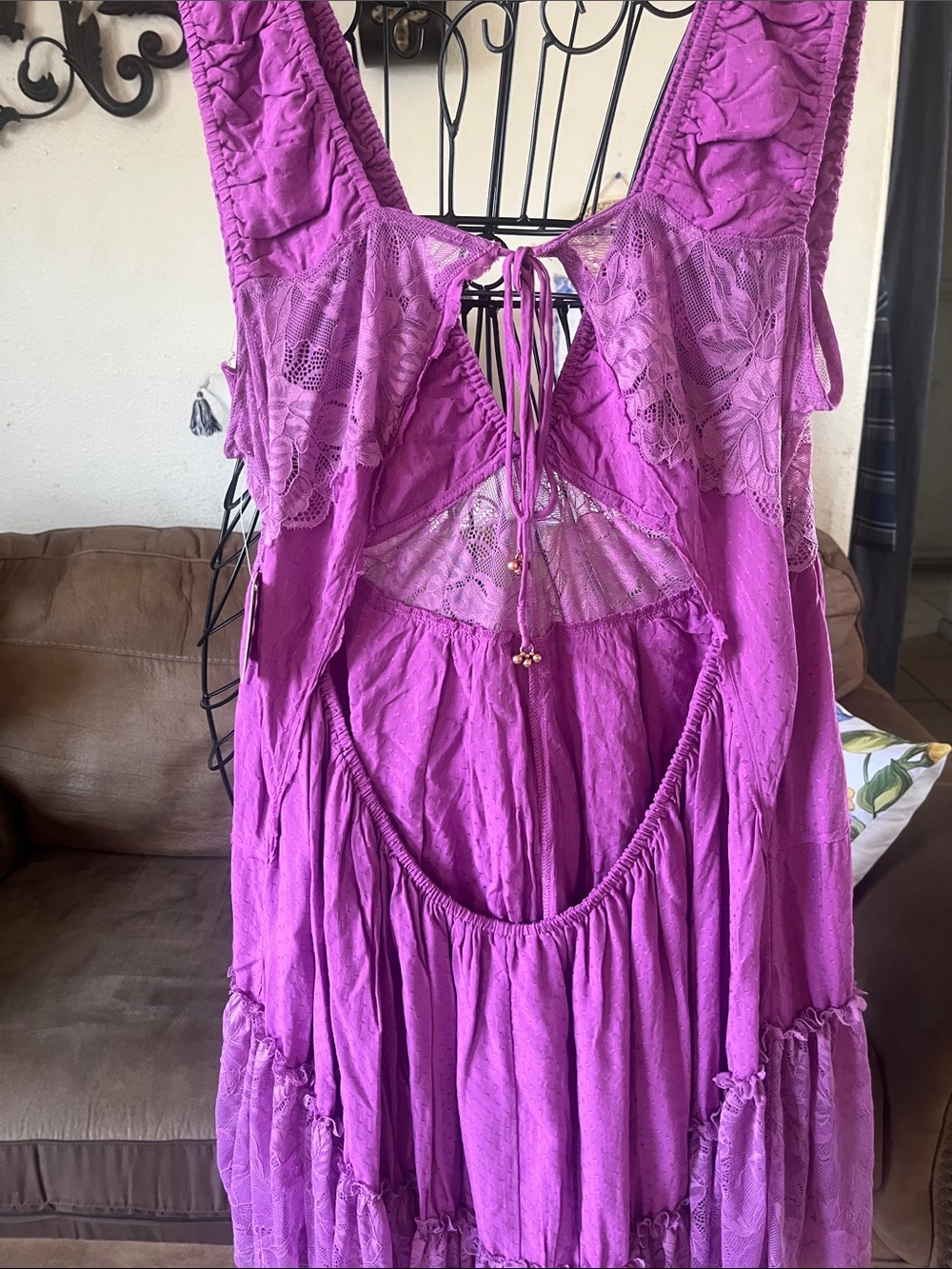 Free People Purple Backless Tiered Romper - Picture 5 of 7
